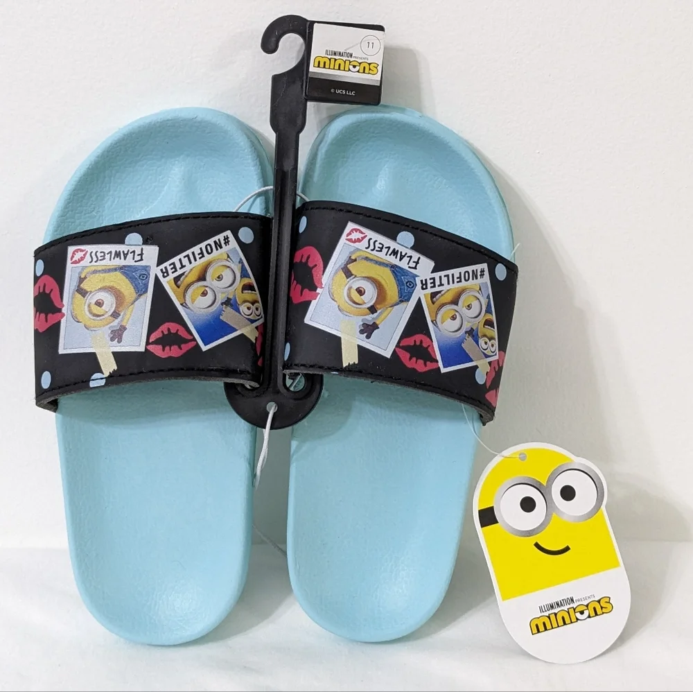 The Minions Girls Slides, Size 11, Girls Sandals, New With Tag